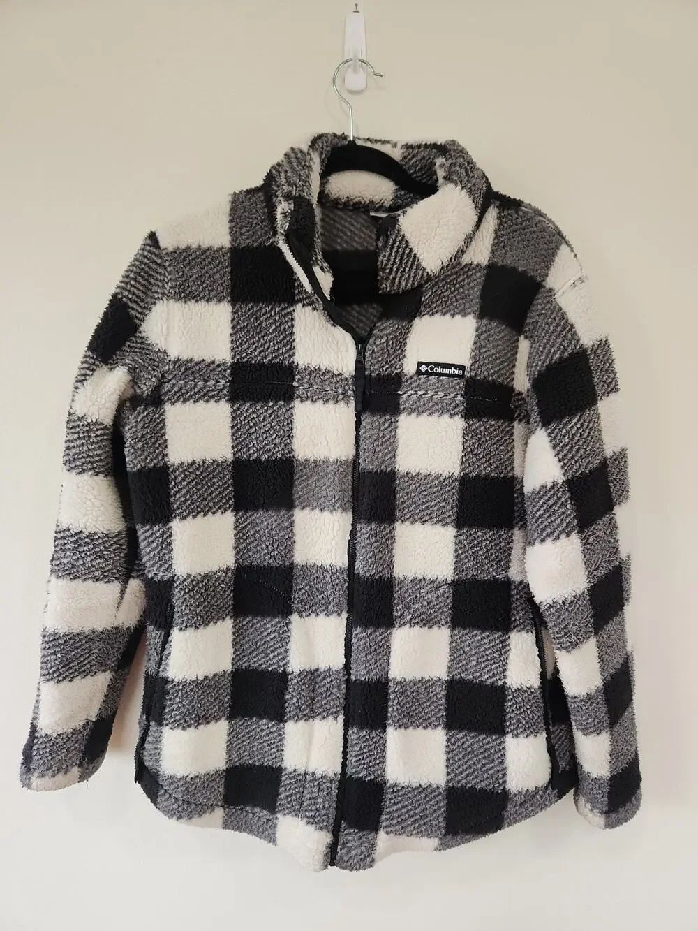 Columbia Women's West Bend Full-Zip Fleece Jacket Black & White Checkered XL
